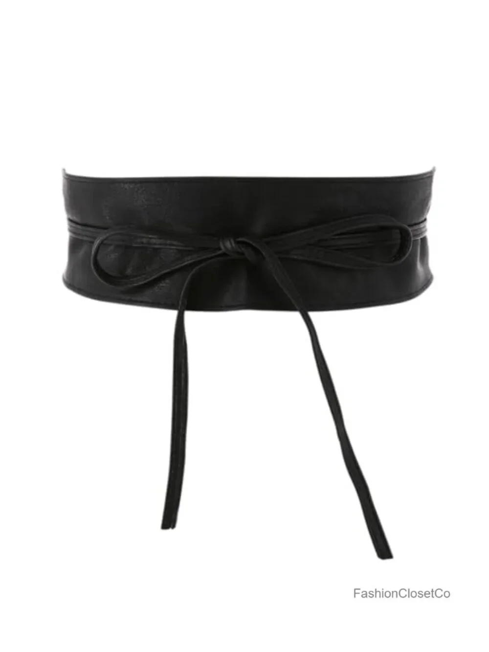 Wide Obi Belt Faux Leather Waist Cincher Lace-up